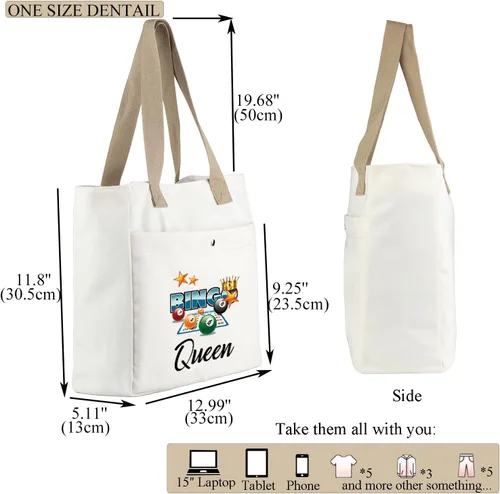 Miniatura 2 de MBMSO Bingo Queen Tote Bag - Bolso grande para amantes del bingo