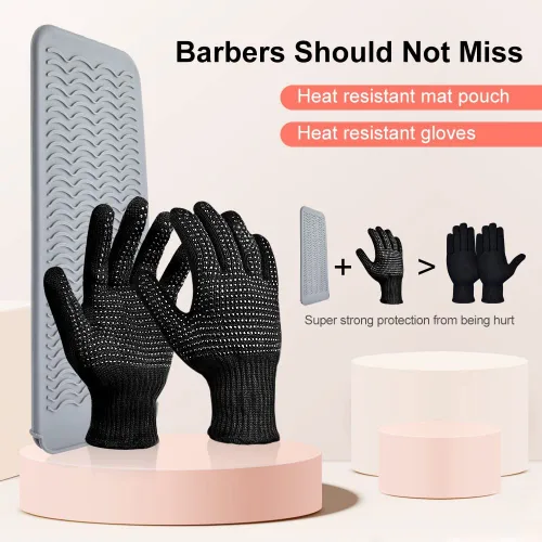 Miniatura 7 de IKOCO Guantes de calor para peinar el cabello, guantes resistentes al calor con bolsa de silicona para rizador, plancha plana, alisador