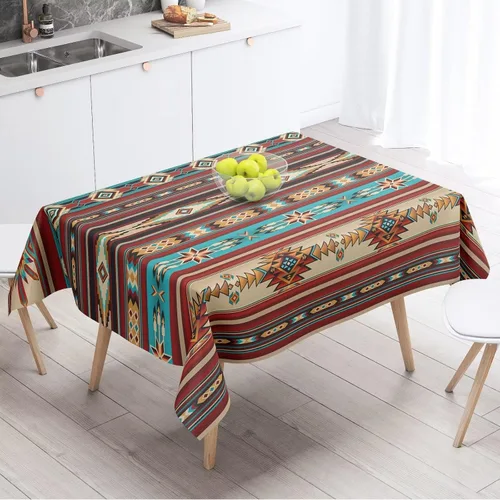 Mantel azteca suroeste, diseño étnico tribal geométrico, estilo vintage, bohemio, elegante, lavable, para comedor, cocina, decoración de fiesta de