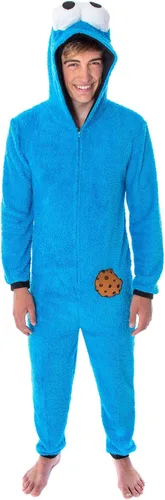 Miniatura 2 de Sésamo Street - Disfraz unisex de monstruo de galleta para adultos, sherpa de una pieza, traje de pijama para hombres y mujeres, Azul