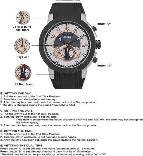 Miniatura 14 de MULCO Relojes para hombre - Creek, caja de acero inoxidable con correa de silicona para la muñeca, movimiento multifuncional de cuarzo, pantalla