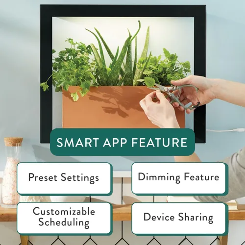 Miniatura 9 de Modern Sprout Smart Growframe - Soporte para plantas montado en la pared con luz LED de cultivo - Control inteligente por aplicación - Marco