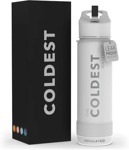 Miniatura 97 de Coldest - Botella para agua con tapa que incluye pajilla, térmica y metálica (acero inoxidable), para hombres y mujeres, color morado