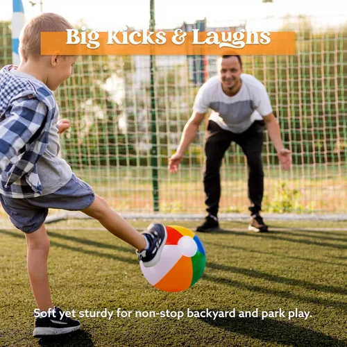 Miniatura 4 de JOYIN Paquete de 12 pelotas de playa de 12 pulgadas, juguetes inflables clásicos a granel para piscina, juegos de adultos y niños, suministros