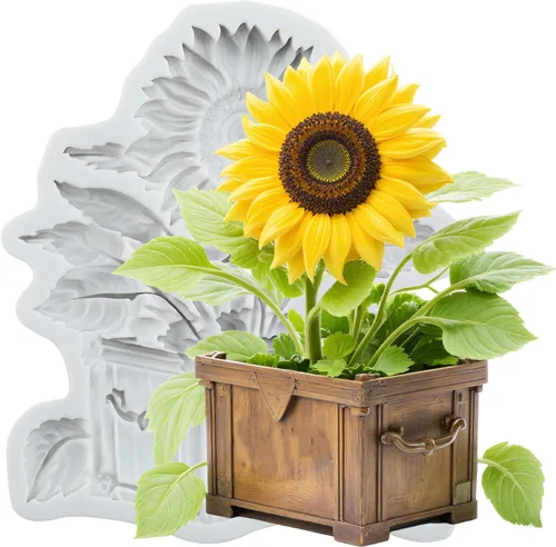 Miniatura 13 de Moldes de silicona de girasol para fondant de hojas de girasol para decoración de pasteles de caramelo de chocolate, decoración de cupcakes, pasta