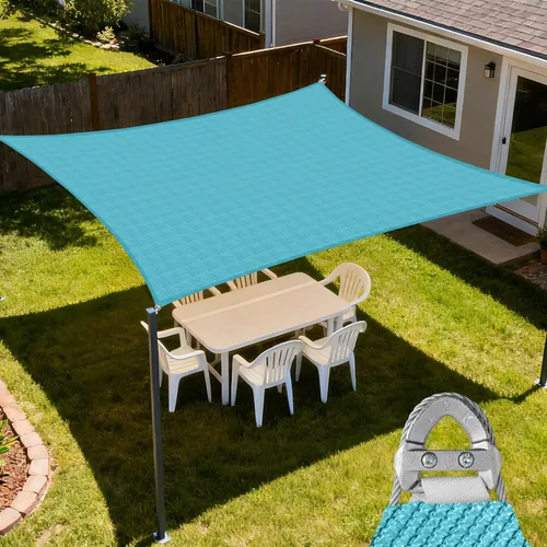 E&K Sunrise - Toldo de 17 x 17 pies, forma rectangular, con anillo, de HDPE, con bloqueo UV, para pérgola, patio, jardín, terraza, cubierta para