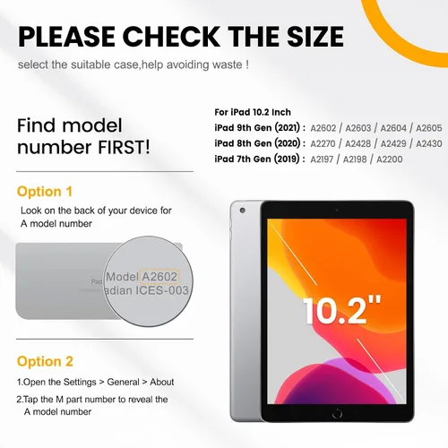 Miniatura 2 de Timecity - Funda para iPad de 9ª/8ª/7ª generación, de 10.2 pulgadas, funda protectora resistente con protector de pantalla, soporte giratorio
