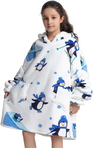 Miniatura 22 de Manta con Capucha Vestible para Niños de 4-12 Años, Manta con Capucha de Animales de Tamaño Grande, Súper Suave, Cómoda, Cálida, Franela de Rainbow