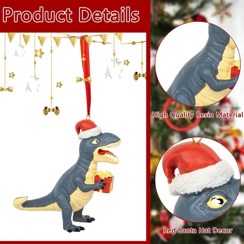 Miniatura 3 de Adorno de Navidad de flamenco rosa 3D en sombrero de Papá Noel, adornos colgantes de flamenco de resina para decoración de árbol de Navidad