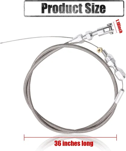 Miniatura 2 de Miytsya 1 paquete de cable de acelerador trenzado de 36 pulgadas, kit de cable de acelerador de acero inoxidable, compatible con motor