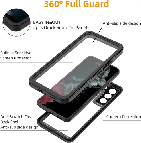 Miniatura 4 de YMCCOOL Funda impermeable para Samsung Galaxy S22, con protector de pantalla sensible integrado a prueba de golpes, resistente a prueba de golpes