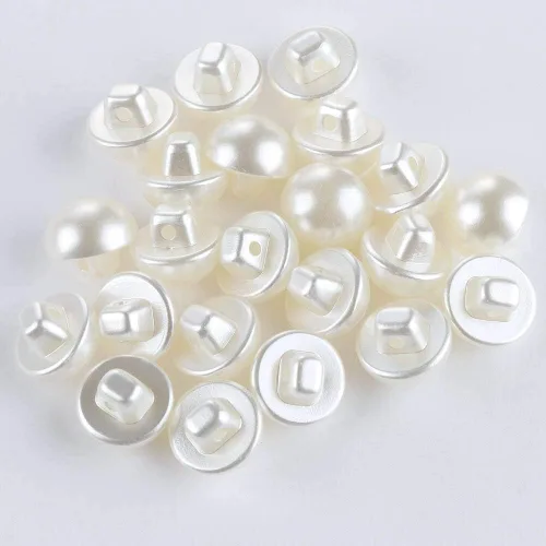 Miniatura 2 de AMORNPHAN 100 botones redondos blancos de perlas de resina de 0.551 in con forma de hongo con agujero para coser ropa, vestido, suéter