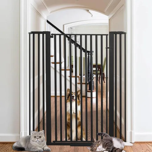Miniatura 8 de SHYUJAJIE Puerta para mascotas extra alta de 55 pulgadas para gatos, puertas para perros anchas ajustables de 29.92"-43", puerta alta para mascotas