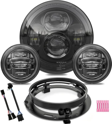 Miniatura 10 de Z-OFFROAD - Faro delantero LED de 7 pulgadas para motocicleta con halo DRL blanco, kit DOT, compatible con Harley Davidson Street Glide Road King