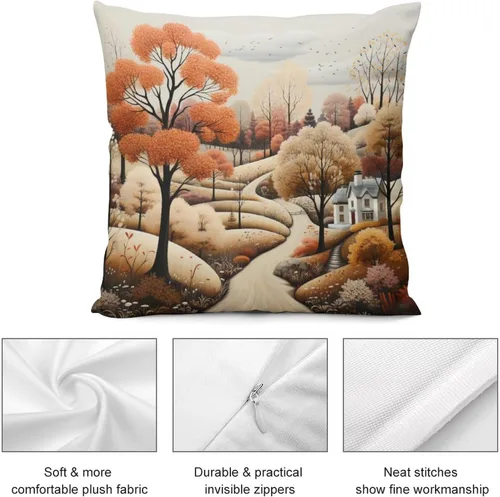 Miniatura 6 de Funda de almohada de paisaje, campo, otoño, otoño, tamaño estándar, otoño, día de Acción de Gracias, cuadrada, suave, doble cara, impresión, funda