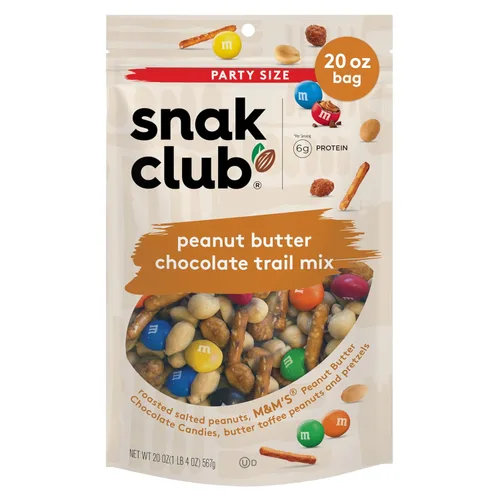 Miniatura 9 de Snak Club Energizer Trail Mix con cacahuetes salados tostados, pasas, caramelos de chocolate M&M'S, almendras tostadas, aperitivo sin gluten