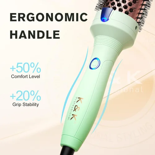 Miniatura 3 de K&K Cepillo 40, cepillo térmico para aspecto de soplado, cepillo redondo iónico de 1 1/2 pulgadas que hace que el cabello sea más suave, cepillo