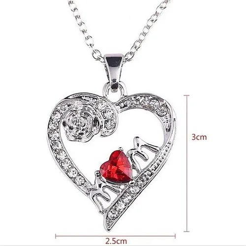Miniatura 2 de Essencedelight - Collar con colgante de rosa con corazón de amor, collar con dije de letra para mamá, lindo collar de cristal para mamá de hija