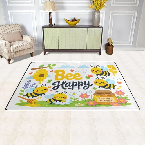 Miniatura 2 de ALAZA Tapete antideslizante con diseño de abejas y miel, de 2 x 3 pies, moderno para sala de estar, dormitorio, comedor, decoración del hogar