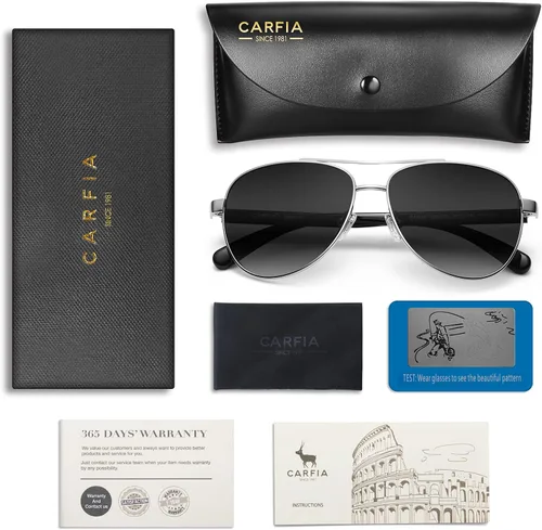 Miniatura 42 de CARFIA Gafas de sol polarizadas para mujer, protección UV, brazos de acetato, marco de metal, sombras para mujer, CA3216