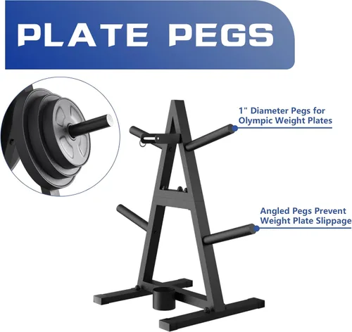 Miniatura 7 de Soporte en forma de árbol A-Frame para pesas olímpicas de 1" - Sostiene 136 kg, soporte para mancuernas y almacenamiento para gimnasio en casa