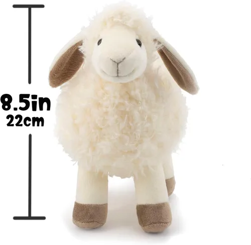 Miniatura 2 de Peluche de oveja blanca y crema de 8.5 pulgadas para niños y niñas, juguetes de peluche de cordero suaves y adorables para bebés recién nacidos
