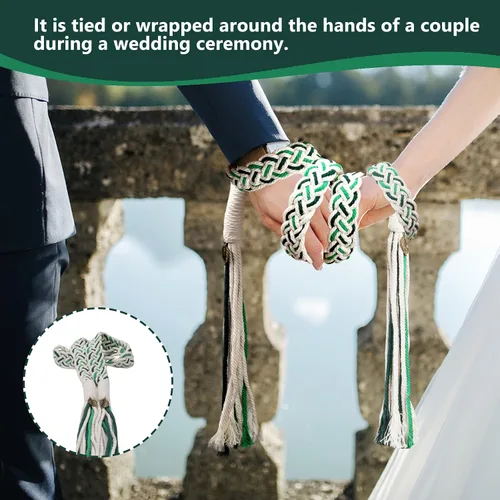 Miniatura 5 de Gmwjinq Cordón de paja de lazo de boda verde para boda en algodón natural Lazos para Boda Cordón de boda Patrón celta tradicional
