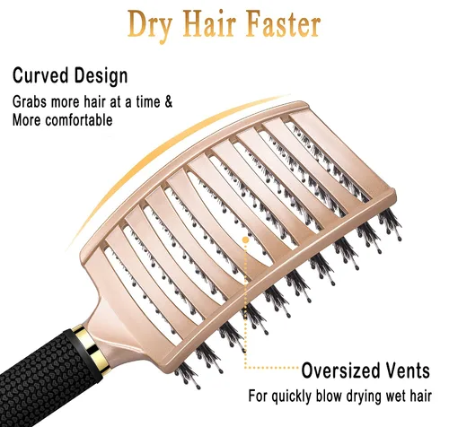 Miniatura 5 de KTKUDY Cepillo desenredante para eliminar nudos sin dolor, cepillo de cerdas de jabalí que hace que el cabello sea brillante y saludable, cepillo