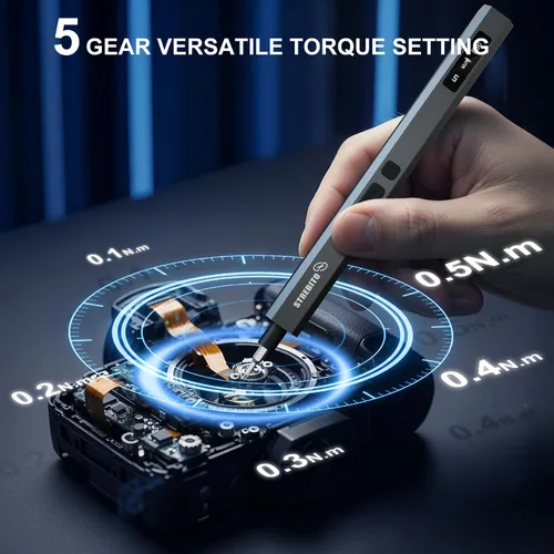 Miniatura 2 de STREBITO Juego de destornilladores eléctricos 155 en 1, destornillador eléctrico pequeño inalámbrico con 140 puntas magnéticas S2, kit de Gris