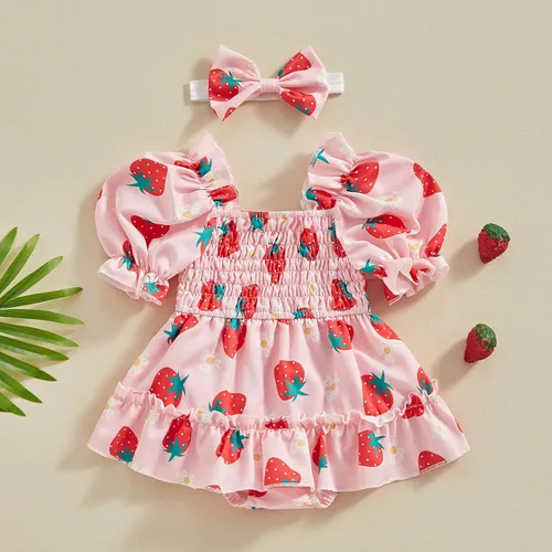 Miniatura 29 de Mameluco de verano para niña, sin mangas, vintage, con burbujas, vestido de mameluco lindo y diadema