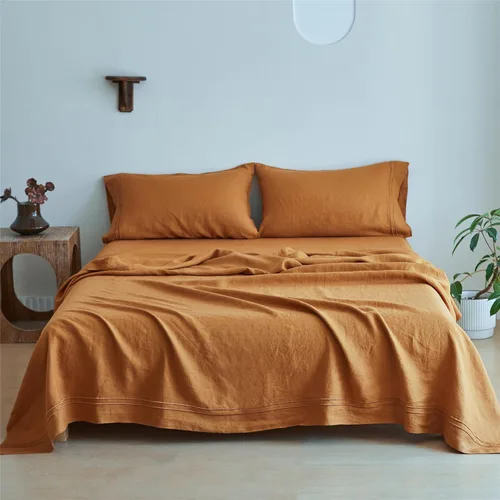 Miniatura 6 de Simple&Opulence Juego de sábanas 100% de lino, 4 piezas de lino francés natural (1 sábana encimera, 1 sábana bajera, 2 fundas de almohada), ropa