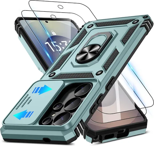 Miniatura 82 de ATUMP Funda para OnePlus Nord N200 5G con protector de pantalla HD con cubierta para cámara deslizante, soporte de anillo de rotación de 360°