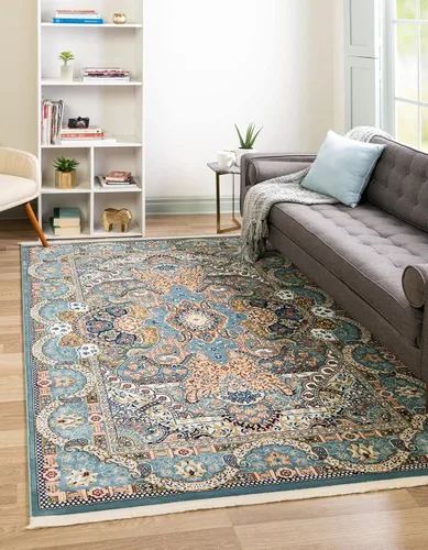 Unique Loom Narenj Collection - Alfombra clásica con diseño texturizado de medallón, 3 x 5 pies, color azul y negro