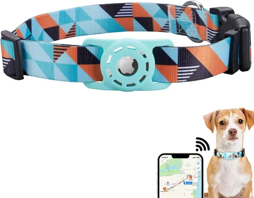 Miniatura 13 de Collar reflectante para perro, compatible con AirTag, collar de nailon para perros pequeños, medianos, grandes y extra grandes Naranja