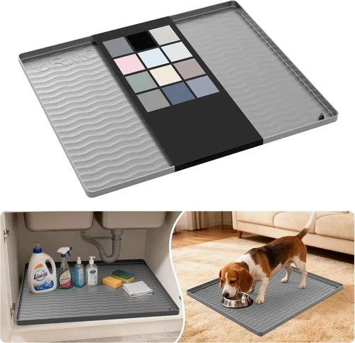 Miniatura 70 de URMONA Tapete de silicona impermeable para debajo del fregadero, 34 x 22 pulgadas, forro para estante de cocina y baño, protector de gabinetes