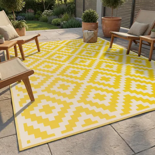 Miniatura 12 de FH Home - Alfombra para exteriores de camping, impermeable, resistente a la decoloración, reversible, plástico reciclado de alta calidad, a rayas