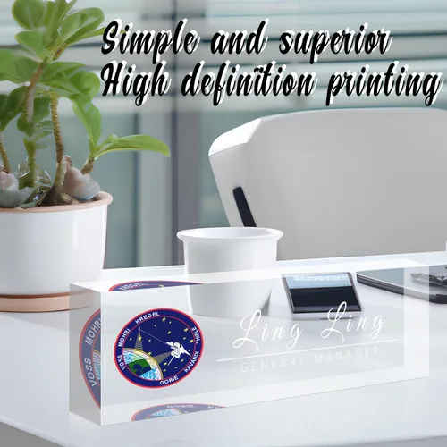 Miniatura 2 de Placa de nombre de escritorio personalizada, placa de identificación acrílica, placas de identificación grabadas personalizadas con logotipo/foto