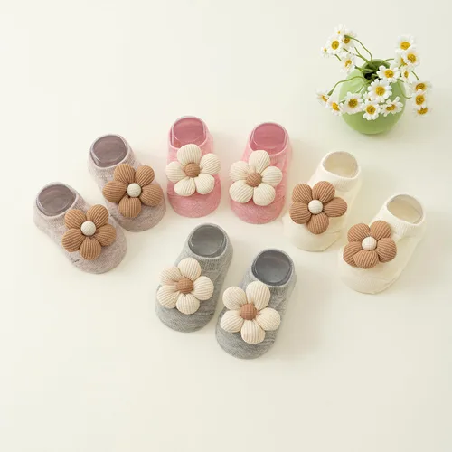 Miniatura 3 de Belsmi Calcetines antideslizantes para bebés y niñas, calcetines antideslizantes para el tobillo con estampado de flores de princesa, para verano