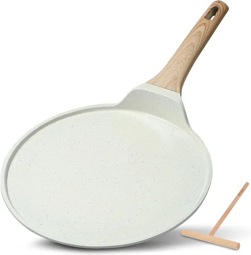Miniatura 8 de ESLITE LIFE Sartén para crepas de 9.5 pulgadas con esparcidor, sartén Dosa con revestimiento de granito antiadherente, sartén Roti Tawa Comal