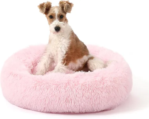 Miniatura 16 de NOYAL Cama Calmante en Forma de Rosquilla para Perros Pequeños a Medianos y Gatos - Cama para Mascotas de Felpa de Piel Sintética Anti-Ansiedad