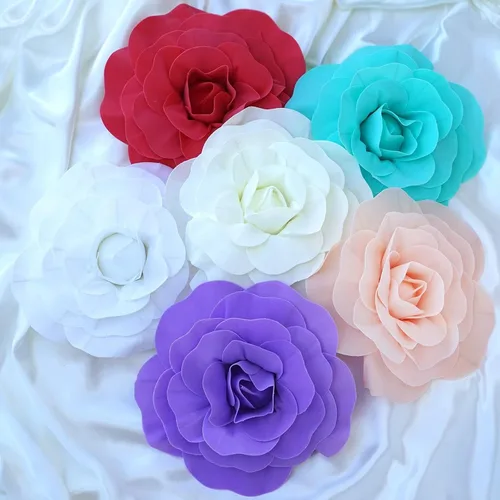 Miniatura 8 de Efavormart - Rosas de espuma 3D grandes para decoración de bodas, paquete de 4 flores artificiales de 12 pulgadas, color oro rosa, ramo de bricolaje