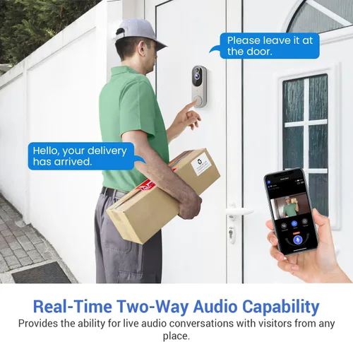 Miniatura 3 de Timbre inalámbrico de 1080p para seguridad del hogar, funciona con pilas, vista en vivo, almacenamiento en la nube, detección humana AI, visión