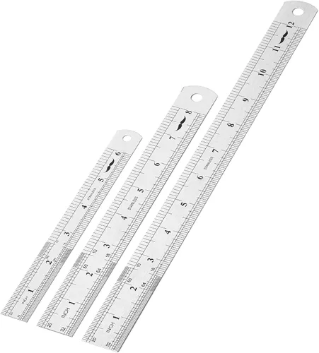 Miniatura 7 de Mr. Pen - Reglas de acero, reglas de metal de 15, 20, 30 y 35 cm, paquete de 4 unidades Plateado