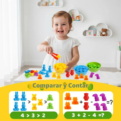 Miniatura 2 de Juegos de clasificación de animales por color con cuencos de clasificación Montessori sensorial, juguetes educativos tempranos para aprender