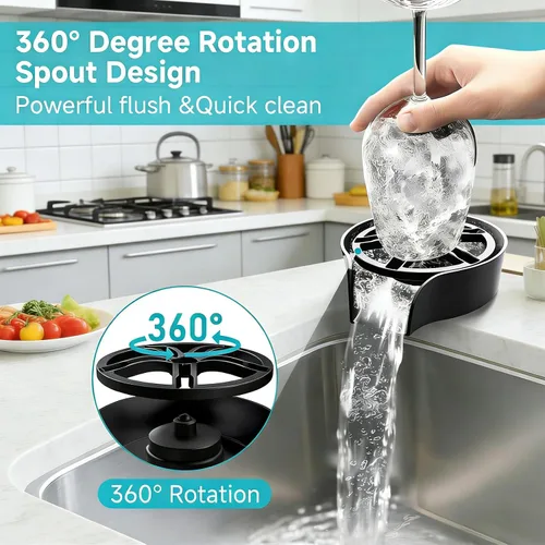 Miniatura 2 de Enjuagadora de vidrio para fregadero de cocina, accesorio para fregadero, enjuague de tazas para fregadero de alta presión con rociador extraíble