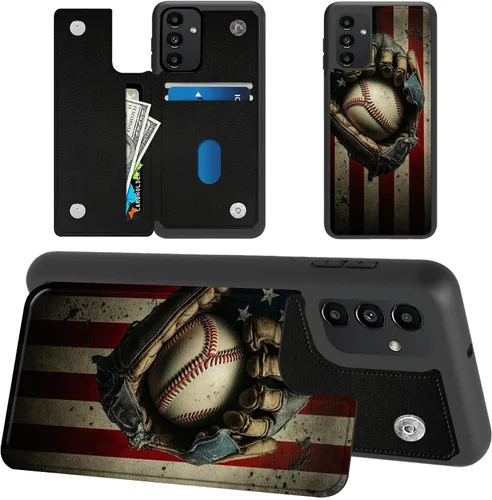 Miniatura 27 de Funda tipo cartera para Samsung Galaxy A14 5G con tarjetero y bloqueo RFID, piel sintética suave, función atril, cierre magnético, funda delgada