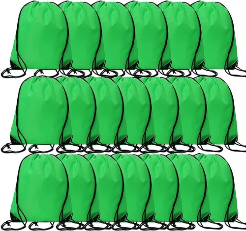 CODOBON 20 bolsas con cordón, mochila de cuerda de dibujo a granel, bolsa de poliéster con cincha para deportes de gimnasio, color verde