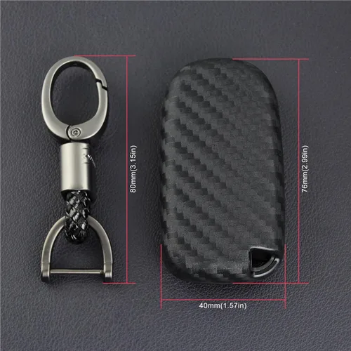 Miniatura 5 de Compatible con Jeep Key Fob Funda con llavero de cuero TPU suave protección para llave Grand Cherokee Renegade Chrysler 200 300 Dodge RAM Durango