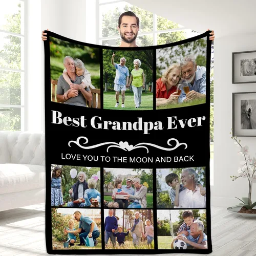 Miniatura 9 de Magimagine - Manta personalizada para papá con foto, mantas personalizadas con foto para papá de parte de su hija o hijo, regalos de cumpleaños