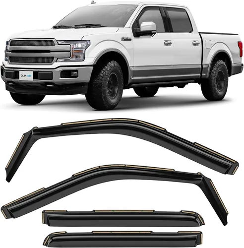 CLIM ART Protectores de lluvia increíblemente duraderos en canal para Ford F150 2015-2020 SuperCrew, deflectores de ventana originales, deflector de
